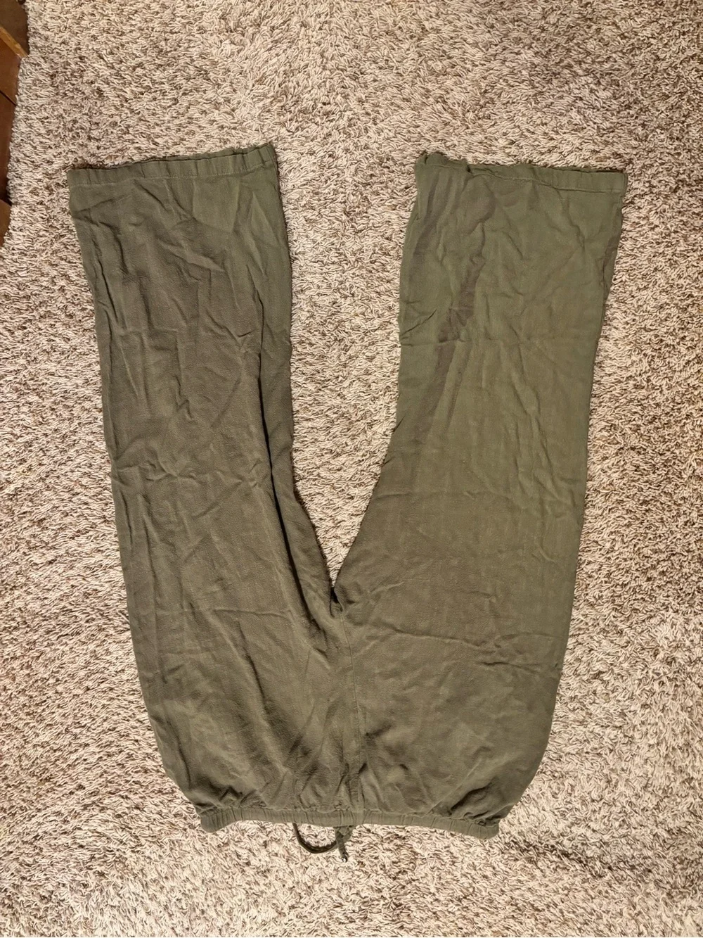 Women’s Olive Green Casual linen Drawstring Pants